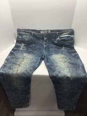 Dash American Designers Mens Jeans 48x32 Distressed Acid Wash Denim Blue Relaxed